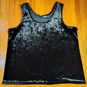 Minimalist Black Velvet Tank Top Plus 3X Sleeveless Crushed Velour romantic goth